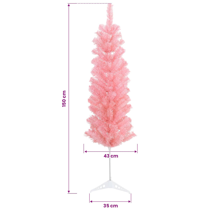 Artificial Slim Christmas Tree 150 cm PVC and Steel Pink