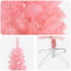 Artificial Slim Christmas Tree 210 cm PVC and Steel Pink