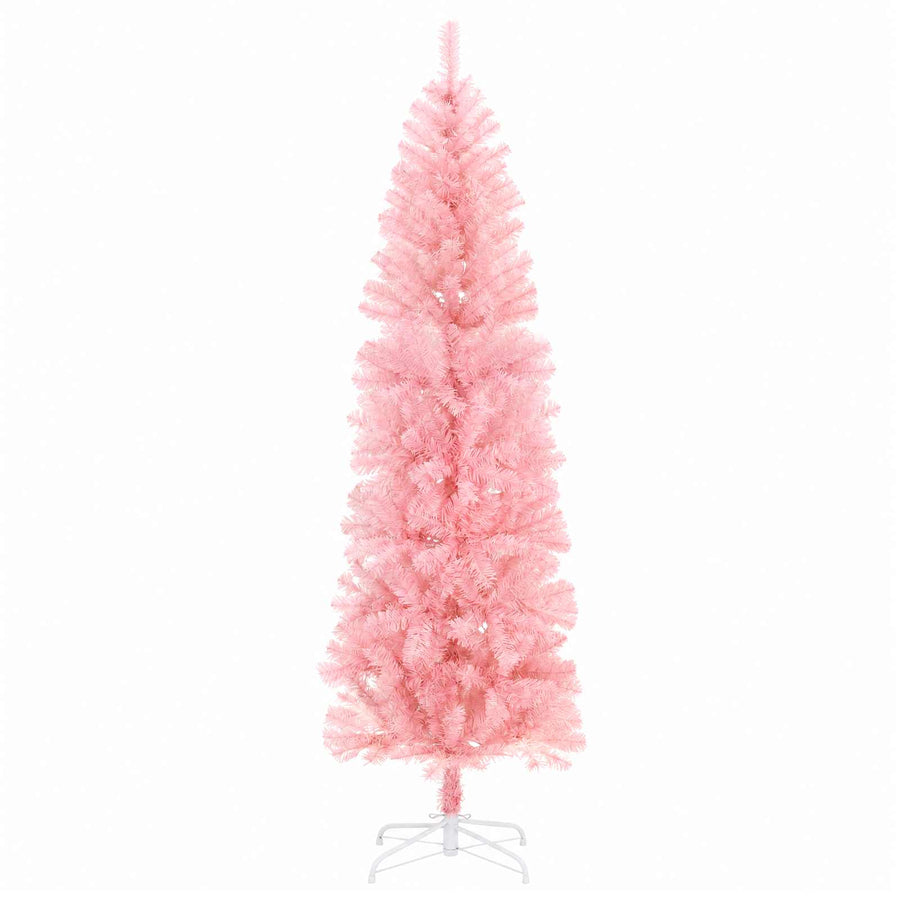 Artificial Slim Christmas Tree 240 cm PVC and Steel Pink