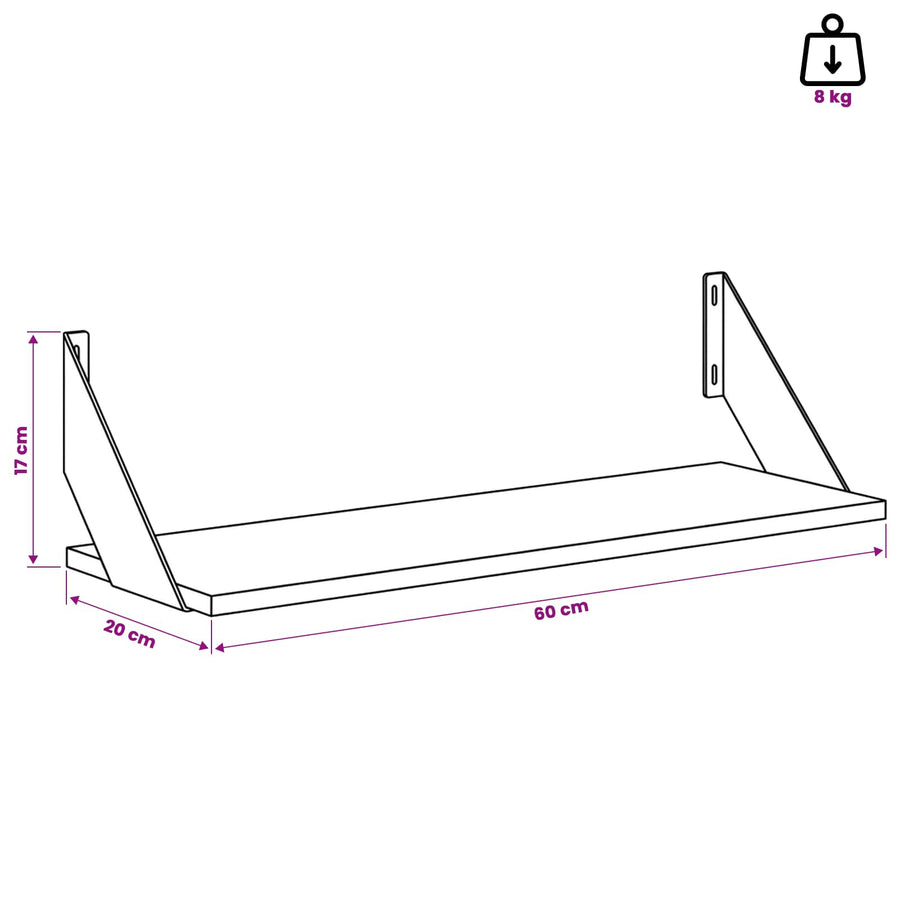 Wall Shelves 2 pcs White 60 x 20 x 17 cm
