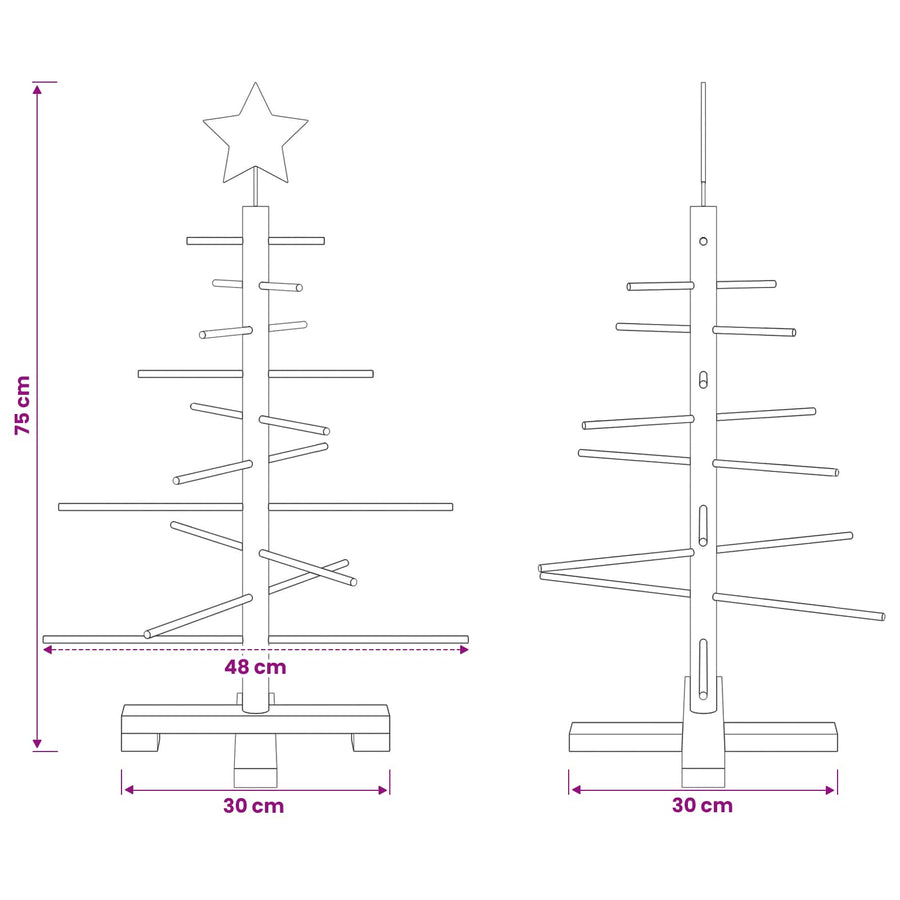 Wooden Christmas Tree 75 cm Bamboo and solid pine wood