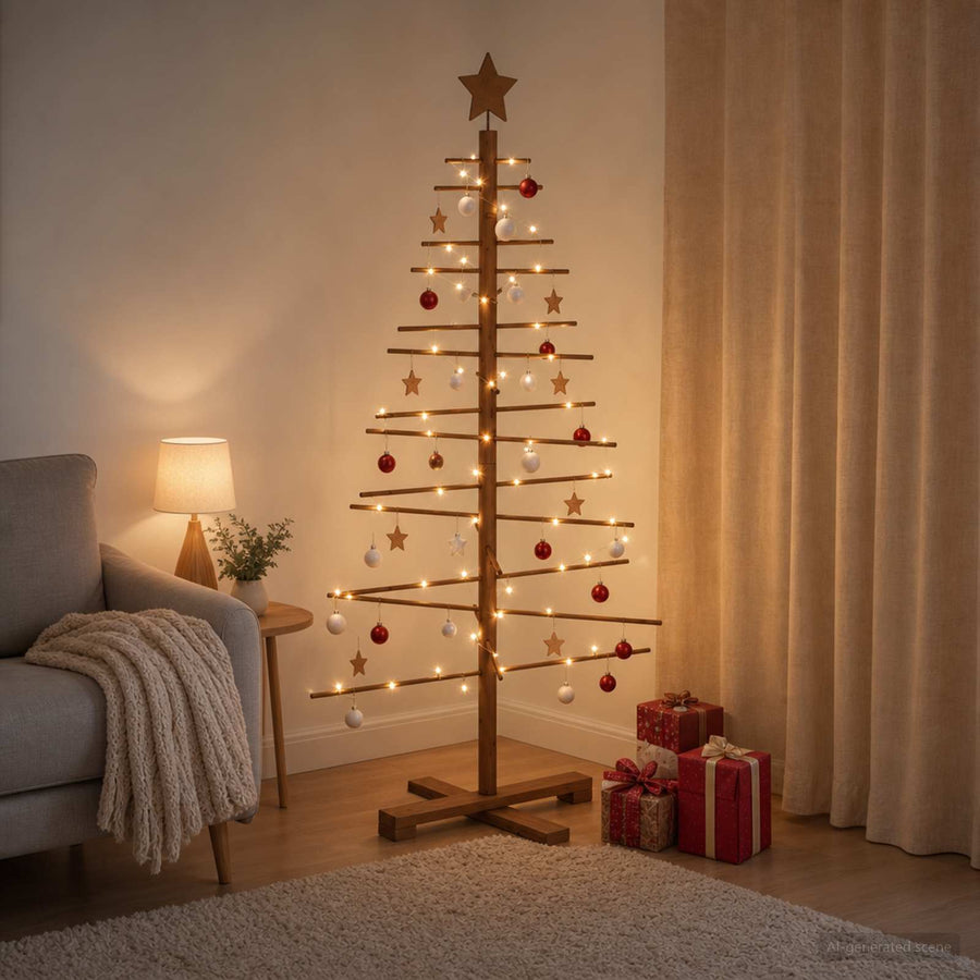 Wooden Christmas Tree 125 cm Bamboo and solid pine wood