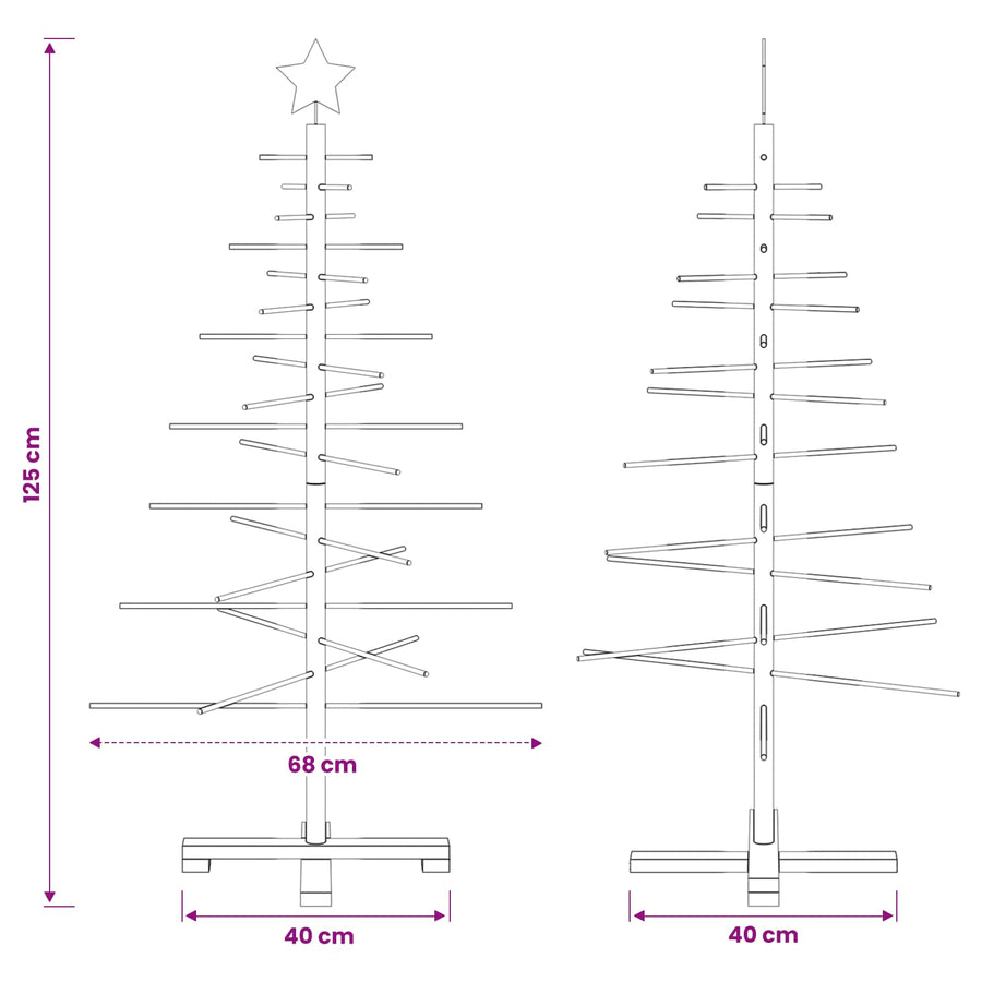 Wooden Christmas Tree 125 cm Bamboo and solid pine wood