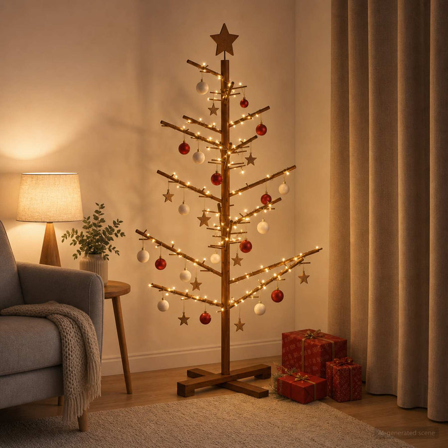 Wooden Christmas Tree 125 cm Bamboo and solid pine wood