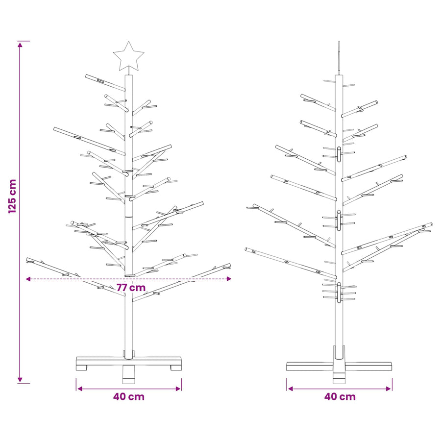 Wooden Christmas Tree 125 cm Bamboo and solid pine wood