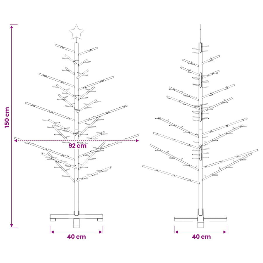 Wooden Christmas Tree 150 cm Bamboo and solid pine wood