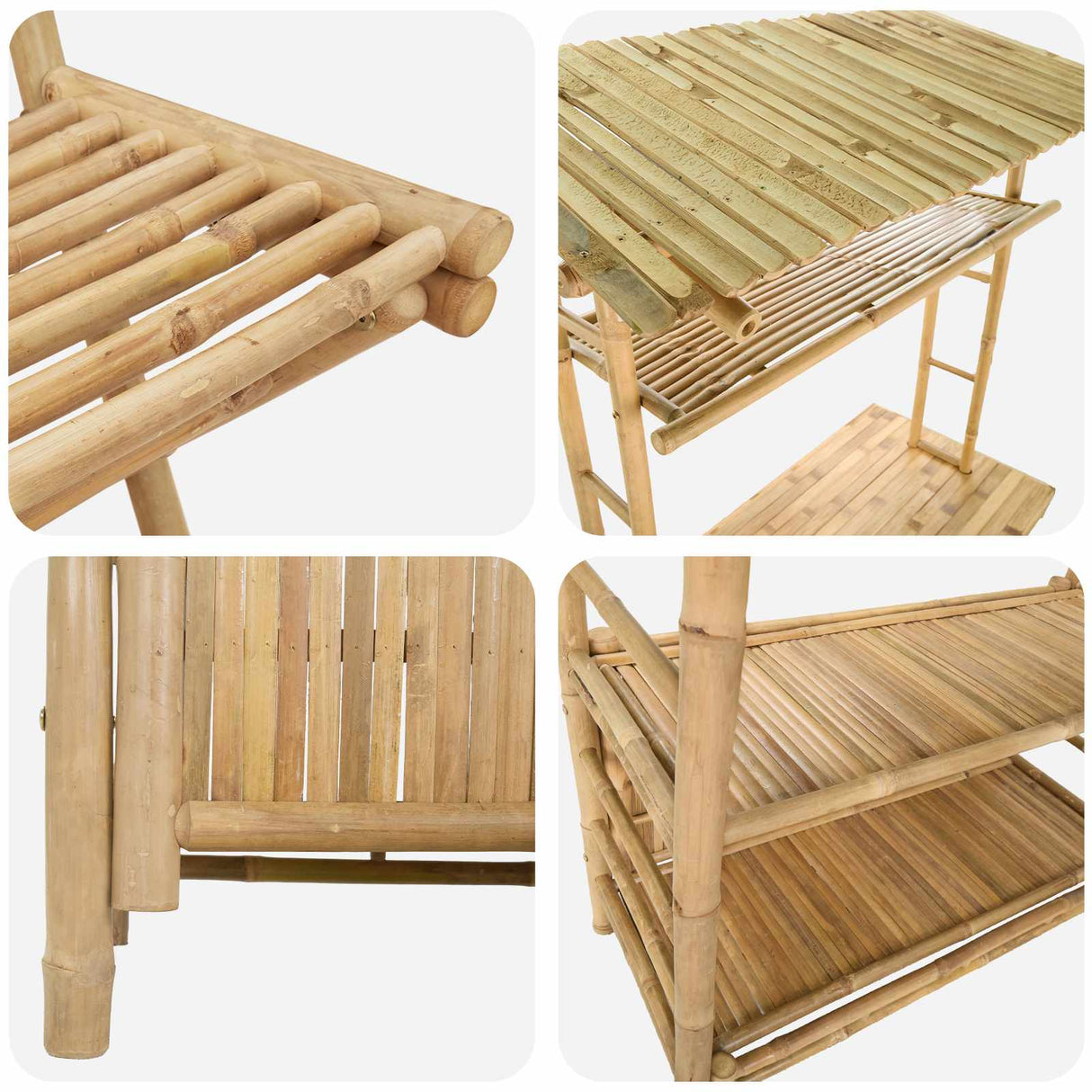 Outdoor Bar Table and Stools 3 pcs Natural Bamboo