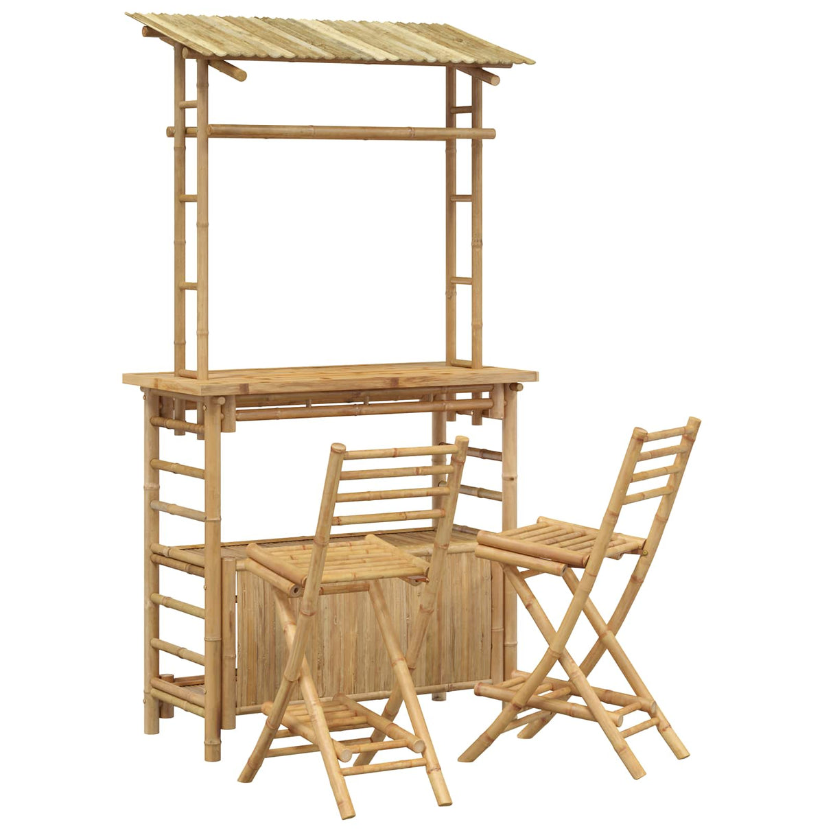 Outdoor Bar Table and Stools 3 pcs Natural Bamboo