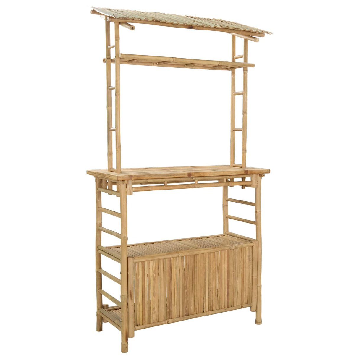 Outdoor Bar Table and Stools 3 pcs Natural Bamboo