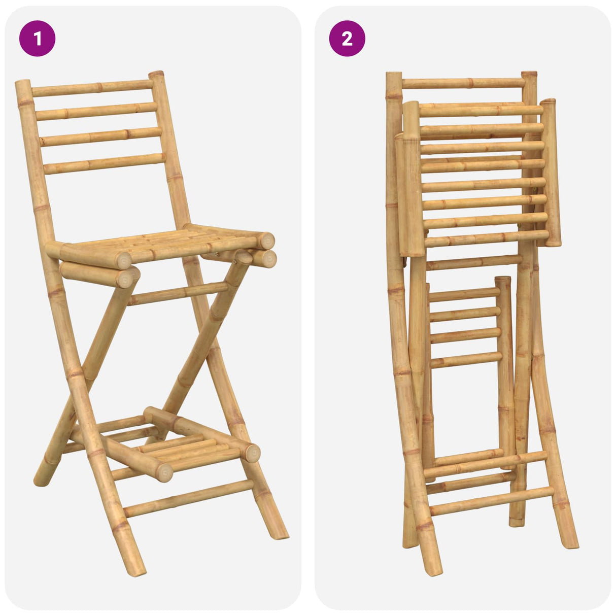 Outdoor Bar Table and Stools 3 pcs Natural Bamboo