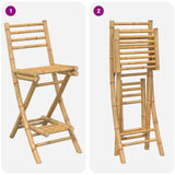 Outdoor Bar Table and Stools 3 pcs Natural Bamboo - Close-Up Angle