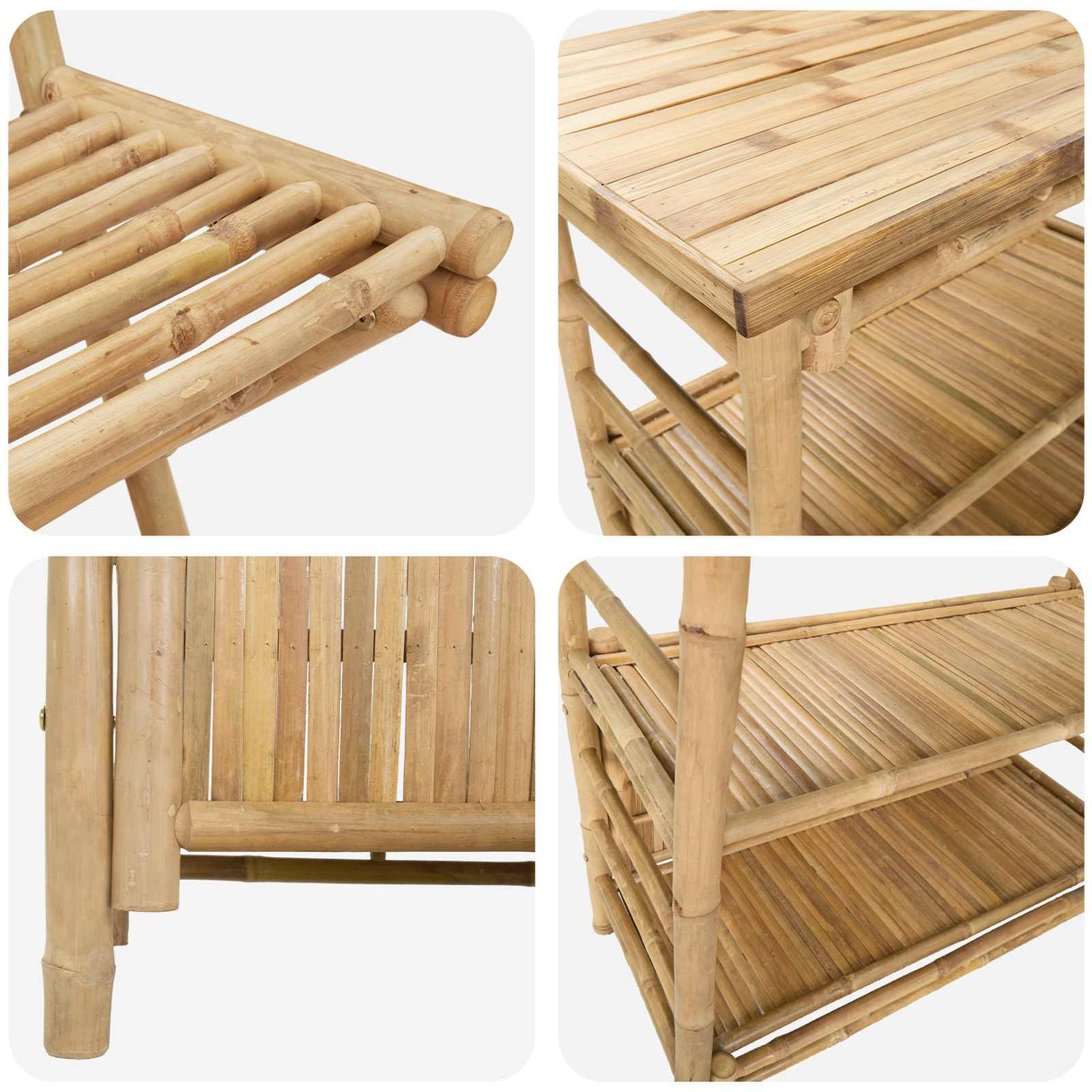 Outdoor Bar Table and Stools 3 pcs Natural Bamboo
