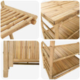 Outdoor Bar Table and Stools 3 pcs Natural Bamboo - Rear View