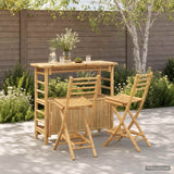 Outdoor Bar Table and Stools 3 pcs Natural Bamboo