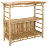Outdoor Bar Table and Stools 3 pcs Natural Bamboo - 45-Degree Angle