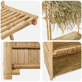Outdoor Bar Table and Stools 3 pcs Natural Bamboo - Rear View