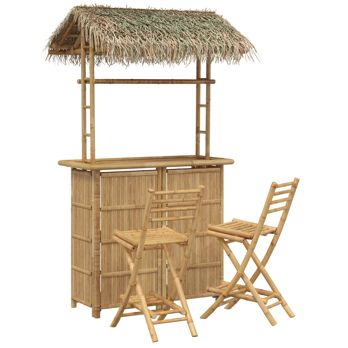 Outdoor Bar Table and Stools 3 pcs Natural Bamboo