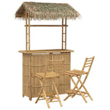 Outdoor Bar Table and Stools 3 pcs Natural Bamboo