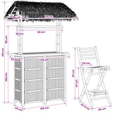 Outdoor Bar Table and Stools 3 pcs Natural Bamboo - Low Angle