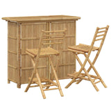 Outdoor Bar Table and Stools 3 pcs Natural Bamboo