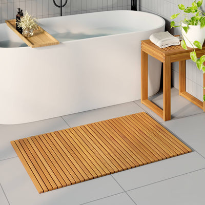 Bath Mat 3 pcs Natural 100 x 60 cm Solid Acacia Wood
