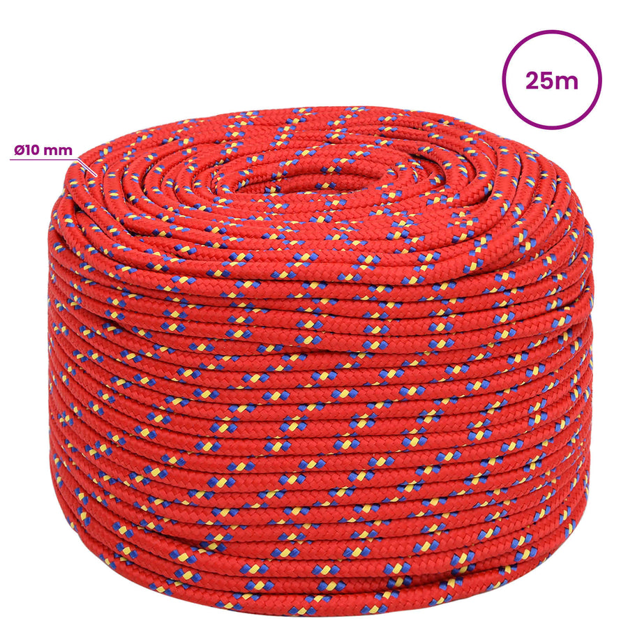 Multipurpose Utility Rope 10 mm 25 m Red PP 645 kg Max Load