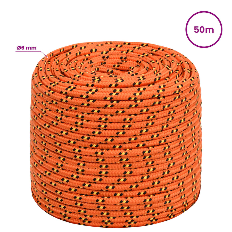 Multipurpose Utility Rope 6 mm 50 m Orange PP 240 kg Max Load