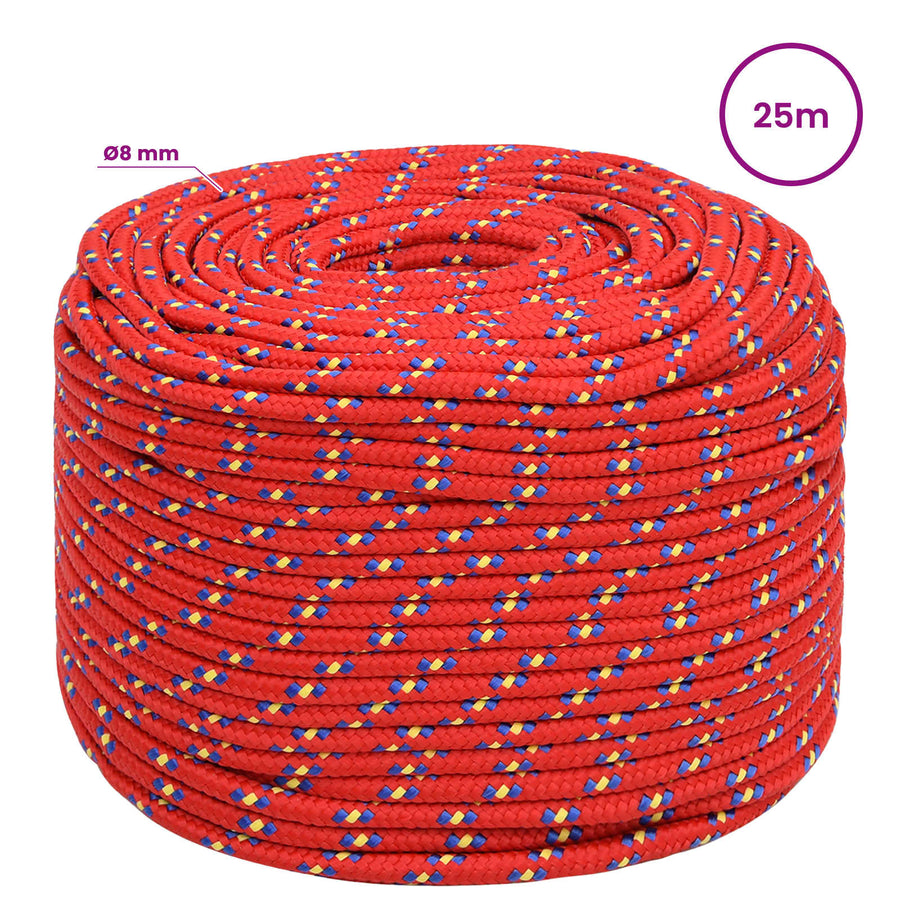 Multipurpose Utility Rope 8 mm 25 m Red PP 420 kg Max Load