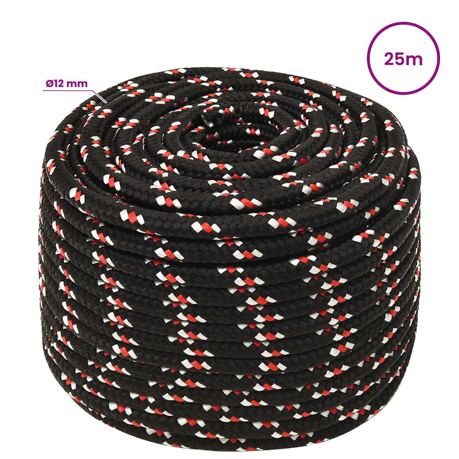 Multipurpose Utility Rope 12 mm 25 m Black and Red PP