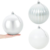 Christmas Ball Set XXL 3 pcs White Ø 25 cm Plastic - Front View