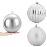 Christmas Ball Set XXL 3 pcs Silver Ø 25 cm Plastic - Front View