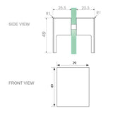 110x80cm Corner Frameless Shower Screen with Gunmetal F-Brackets and SS Hinges, Square Double Pull Handle - Extra Image