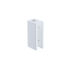 110x110cm Corner Frameless Shower Screen with White U-Brackets and SS Hinges, Square Double Pull Handle - Close-Up Angle