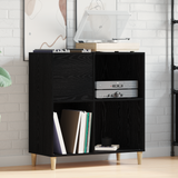 Record Cabinet Black Oak 84,5 x 38 x 89 cm Engineered Wood - Side View