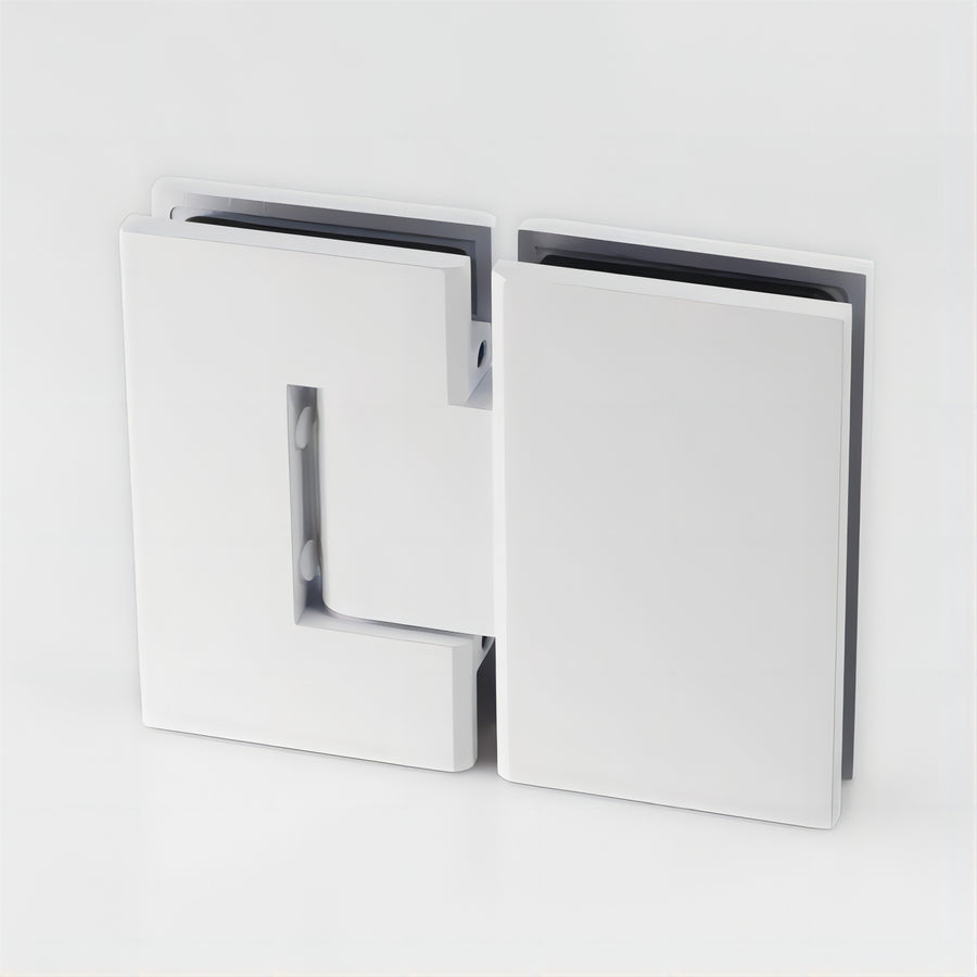 100x70cm Corner Frameless Shower Screen with White U-Brackets and Brass Hinges, Square Knob Handle