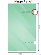 100x70cm Corner Frameless Shower Screen with Gunmetal Wall Channel and Floor F-Bracket and Brass Hinges, Square Knob Handle
