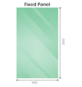 100x90cm Corner Frameless Shower Screen with Nickel U-Brackets and Brass Hinges, Square Knob Handle