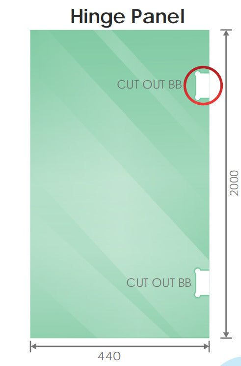 110x70cm Corner Frameless Shower Screen with Gold U-Brackets and Brass Hinges, Square Knob Handle