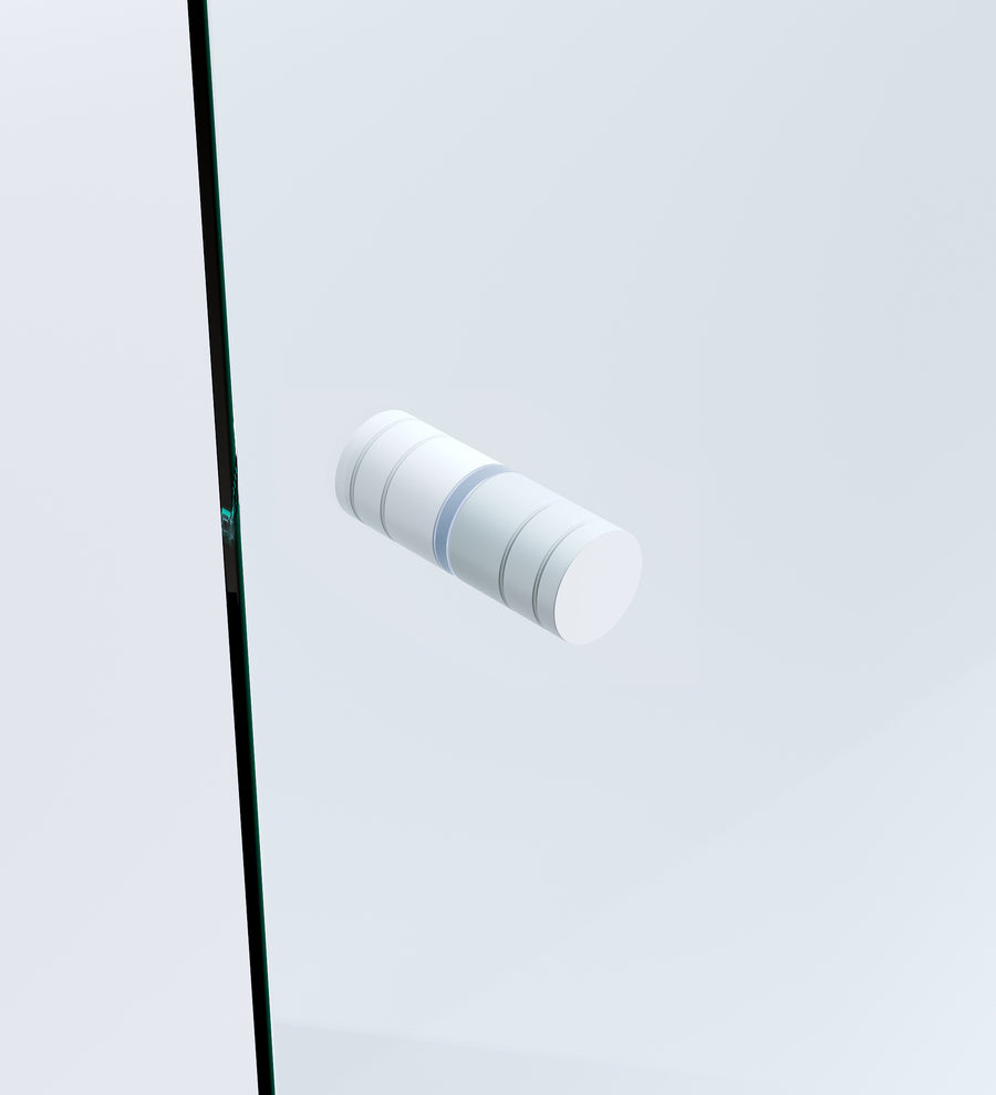 90x80cm Corner Frameless Shower Screen with White U-Brackets and Floor U-Bracket and Brass Hinges, Round Knob Handle