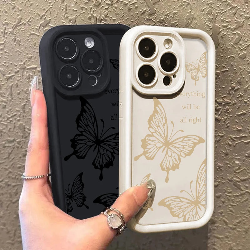 Shockproof Butterfly Case For iPhone 15 Pro Max Luxury Soft Silicone Phone Back Bumper Cover For iPhone 14 13 12 16 Pro Max 11