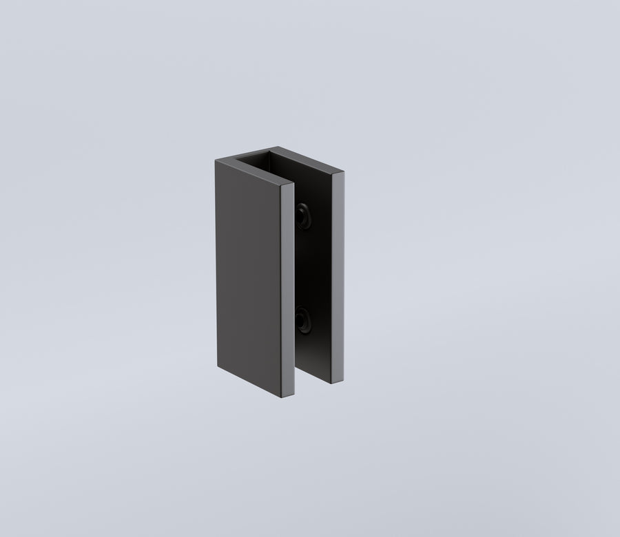 110x80cm Corner Frameless Shower Screen with Black U-Brackets and Floor U-Bracket and Brass Hinges, Round Knob Handle