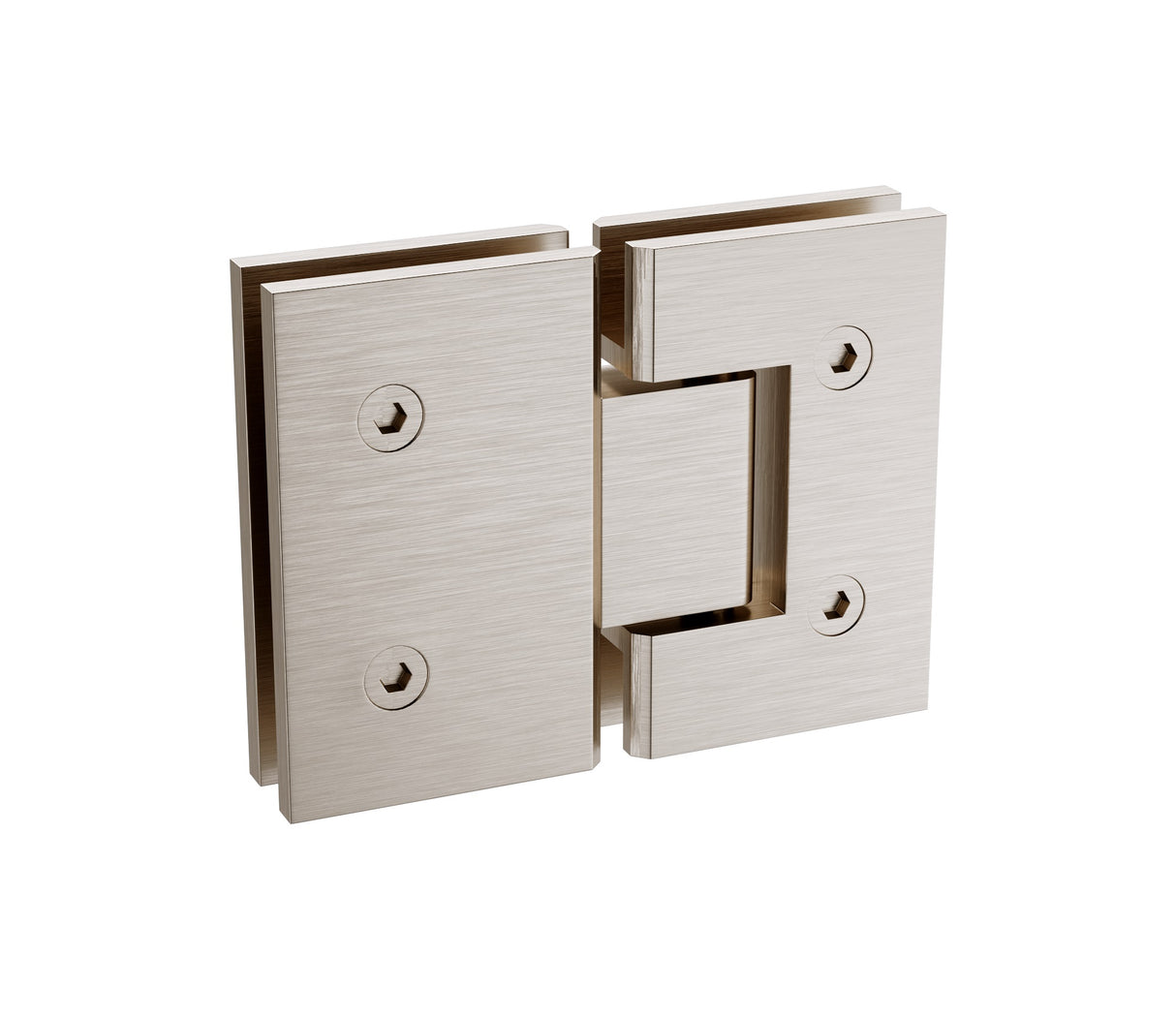 120x110cm Corner Frameless Shower Screen with Nickel F-Brackets and Brass Hinges, Round Knob Handle