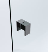 90x80cm Corner Frameless Shower Screen with Black U-Brackets and Brass Hinges, Square Double Pull Handle
