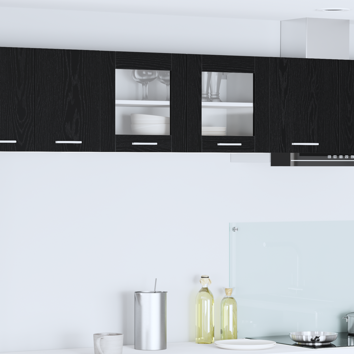 Hanging Cabinet Black Oak and White 80 x 31 x 40 cm