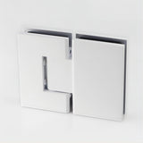 110x80cm Corner Frameless Shower Screen with White U-Brackets and Brass Hinges, Square Double Pull Handle - Extra Image