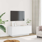 TV Cabinet White 100x35x40 cm Engineered Wood - Front View