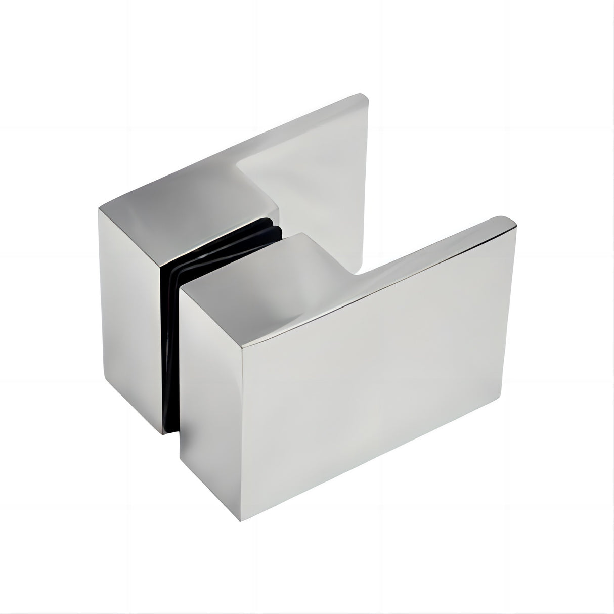 110x90cm Corner Frameless Shower Screen with Chrome U-Brackets and Floor U-Bracket and Brass Hinges, Square Double Pull Handle
