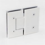 110x110cm Corner Frameless Shower Screen with White F-Brackets and Brass Hinges, Square Double Pull Handle - Extra Image