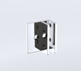 120x100cm Corner Frameless Shower Screen with Chrome F-Brackets and Brass Hinges, Square Double Pull Handle - Low Angle