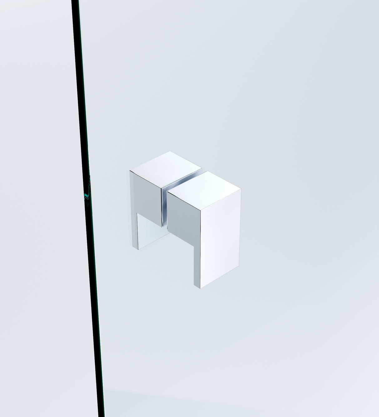 120x100cm Corner Frameless Shower Screen with Chrome Wall Channel and Floor F-Bracket and Brass Hinges, Square Double Pull Handle